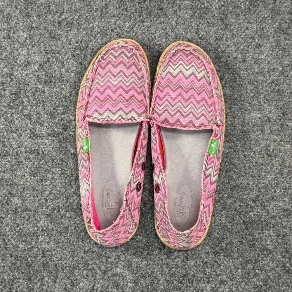 Sanuk Slip On Shoes Women's 6 Pink Purple Canvas Espadrille Summer Flats